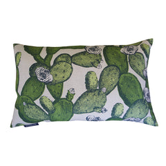 'Cactus' Cushion - Leaf Green on Natural Linen