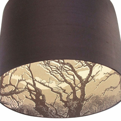 Inside Out 'Tree' Lampshade - White/Chocolate on Linen with Chocolate Silk