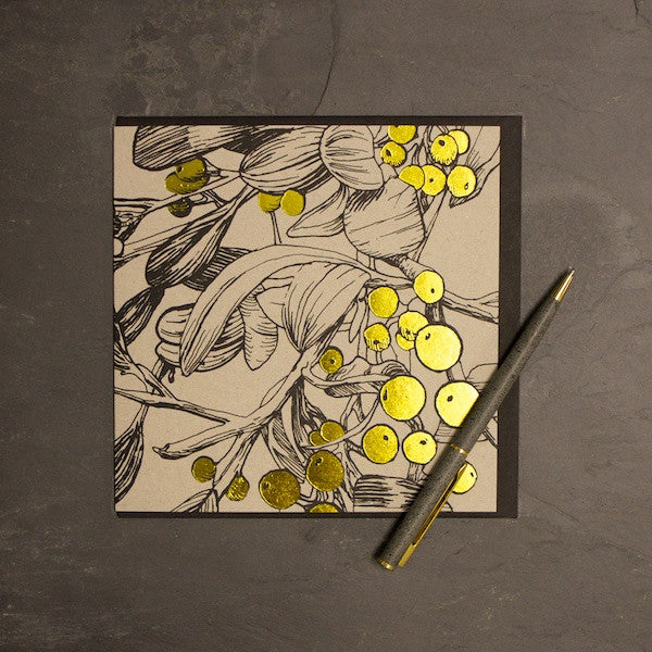 'Golden Mistletoe' Greetings Card