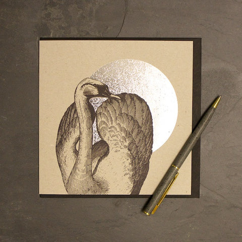 Swan & Moon Foiled Greetings Card