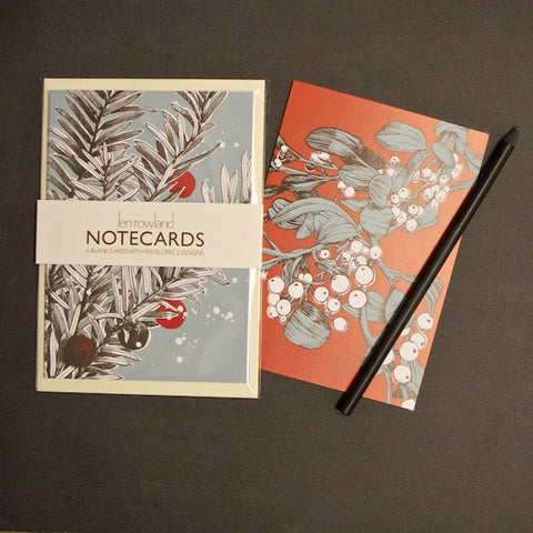 Set of 6 Notecards - Mistletoe & Yew