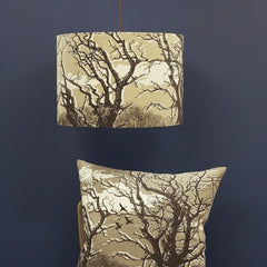 'Trees' Lampshade - Off-White on Natural Linen